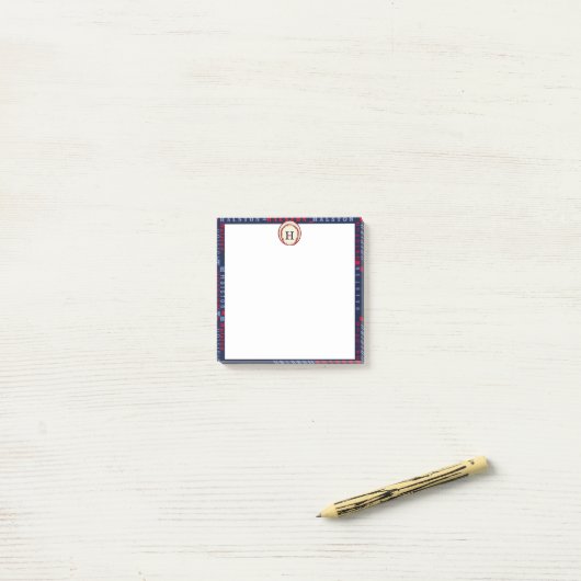 ネイビーブルーモノグラム名ギフトキッズボーイズ野球P ポストイット (デスク上)