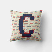 ネイビーブルーモノグラム名ギフト子供へ寝具Thr クッション (裏面)