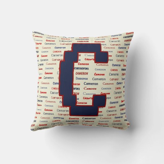 ネイビーブルーモノグラム名ギフト子供へ寝具Thr クッション (裏面)