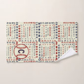 ネイビーブルーモノグラム名ギフト子供へ野球 バスタオルセット (ハンドタオル)