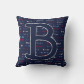 ネイビーブルーモノグラム名ギフト寝具子供へ クッション (裏面)