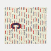 ネイビーブルーモノグラム名ギフト寝具子供へ フリースブランケット (正面(横))