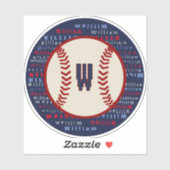 ネイビーブルーモノグラム名野球ラップトップデカール シール (シート)
