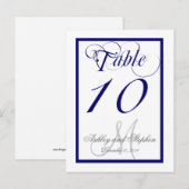 ネイビーブルーモノグラム結婚のテーブル番号カード2 インビテーションポストカード (正面/裏面)