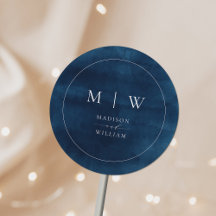 ネイビーブルーモノグラム&エレガ縁どントウェディング