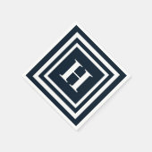 ネイビーブルーモノグラム スタンダードカクテルナプキン (角)