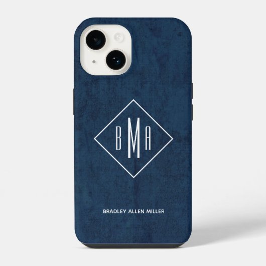 ネイビーブルーモノグラム iPhoneケース (裏面)