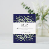 ネイビーブルーユーカリの結婚式 出欠カード (スタンド正面)