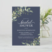 ネイビーブルーユーカリプトゥスグリーンリーブライダルシャワー 招待状 (スタンド正面)