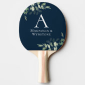 ネイビーブルーユーカリプトゥスモノグラム結婚ズ 卓球ラケット (裏面)