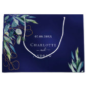 ネイビーブルーユーカリ結婚カリ ラージペーパーバッグ (正面)