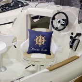 ネイビーブルーヨットボート名金ゴールドハンドル クッション