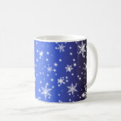 ネイビーブルーライトの上の雪と輝き コーヒーマグカップ (正面右)