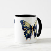 ネイビーブルーライトグリーン金ゴールドバタフライハロウィーン マグカップ (正面右)