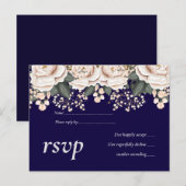 ネイビーブルーライトピンク結婚フローラ予算 インビテーションポストカード (正面/裏面)