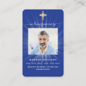ネイビーブルーライトフォトクロス葬儀祈りの言葉カード 名刺 (正面)