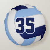 ネイビーブルーライトブルーバレーボールチームカラー ラウンドクッション (裏面)