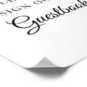 ネイビーブルーライトブルーフローラ結婚ゲストブック ポスター (角)