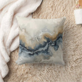 ネイビーブルーライトブルーブラウングレーモダン抽象芸術16 クッション (ブランケット)