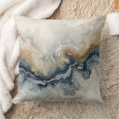 ネイビーブルーライトブルーブラウングレーモダン抽象芸術 クッション (ブランケット)