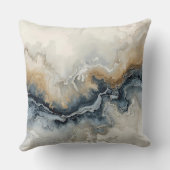 ネイビーブルーライトブルーブラウングレーモダン抽象芸術 クッション (裏面)