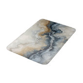 ネイビーブルーライトブルーブラウングレーモダン抽象芸術 バスマット (アングル)