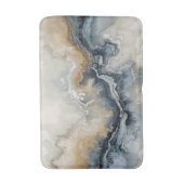 ネイビーブルーライトブルーブラウングレーモダン抽象芸術 バスマット (正面縦)