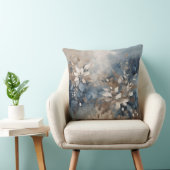 ネイビーブルーライトブルーブラウンモダンフローラ クッション (椅子)