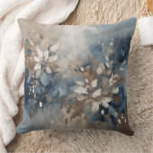 ネイビーブルーライトブルーブラウンモダンフローラ クッション (ブランケット)