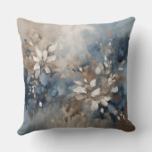 ネイビーブルーライトブルーブラウンモダンフローラ クッション (裏面)