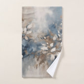 ネイビーブルーライトブルーブラウンモダンフローラ バスタオルセット (ハンドタオル)