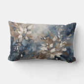 ネイビーブルーライトブルーブラウンモダンフローラ ランバークッション (裏面)
