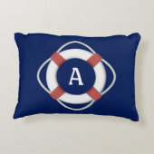 ネイビーブルーライフサ航海のーバーモノグラム アクセントクッション (裏面)