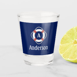 ネイビーブルーライフサ航海のーバーモノグラム ショットグラス