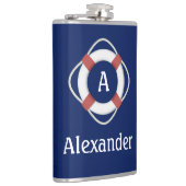 ネイビーブルーライフサ航海のーバーモノグラム フラスク (右)