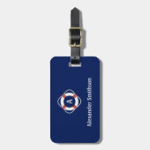 ネイビーブルーライフサ航海のーバーモノグラム ラゲッジタグ (正面縦)