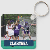 ネイビーブルーラクロスの棒とボールのブロック キーホルダー (裏面)