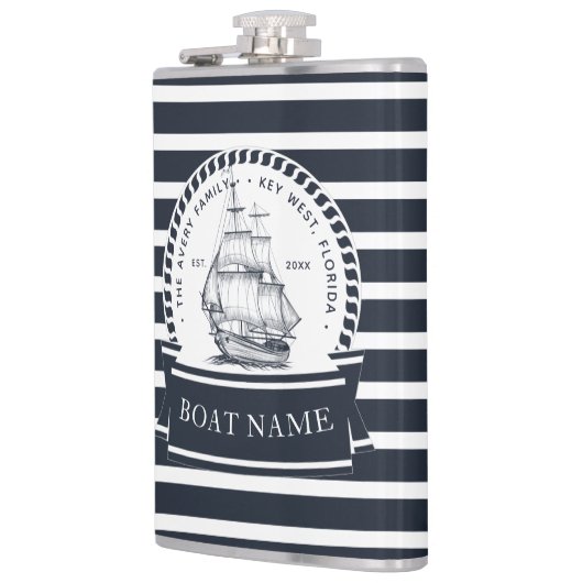 ネイビーブルーラグジュアリーボートファミリー名 フラスク (左)