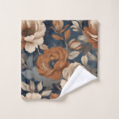 ネイビーブルーラストオレンジファームハモダンウスフローラ バスタオルセット (ウォッシュタオル)