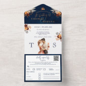 ネイビーブルーラストオールインワンQRコードパンパスグラス オールインワン招待状 (内側)