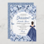 ネイビーブルーラッシュバラプリンセスキンセアニラ 招待状 (正面/裏面)