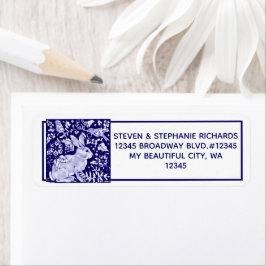 ネイビーブルーラビットバニーバードフローラデッダムデルフト ラベル