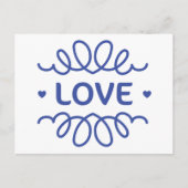 ネイビーブルーラブハートあいさつ空白のきポストカード ポストカード (正面)