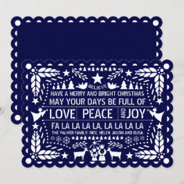ネイビーブルーラブピースピースジョーパペルピカドクリスマス シーズンカード