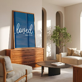 ネイビーブルーラブフェイスミニマル引用文 ポスター