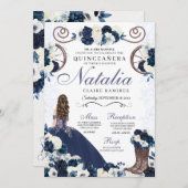 ネイビーブルーランチェロプリンセスドレスキンセアニェラ 招待状 (正面/裏面)