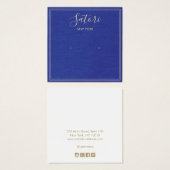 ネイビーブルーリネンのシグネチャースタッドイヤリングディスプレイ (正面&裏面)