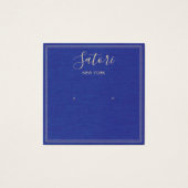 ネイビーブルーリネンのシグネチャースタッドイヤリングディスプレイ (正面)