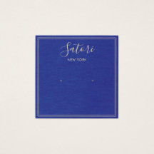 ネイビーブルーリネンのシグネチャースタッドイヤリングディスプレイ