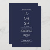 ネイビーブルーリハーサルのディナーデート 招待状 (正面/裏面)